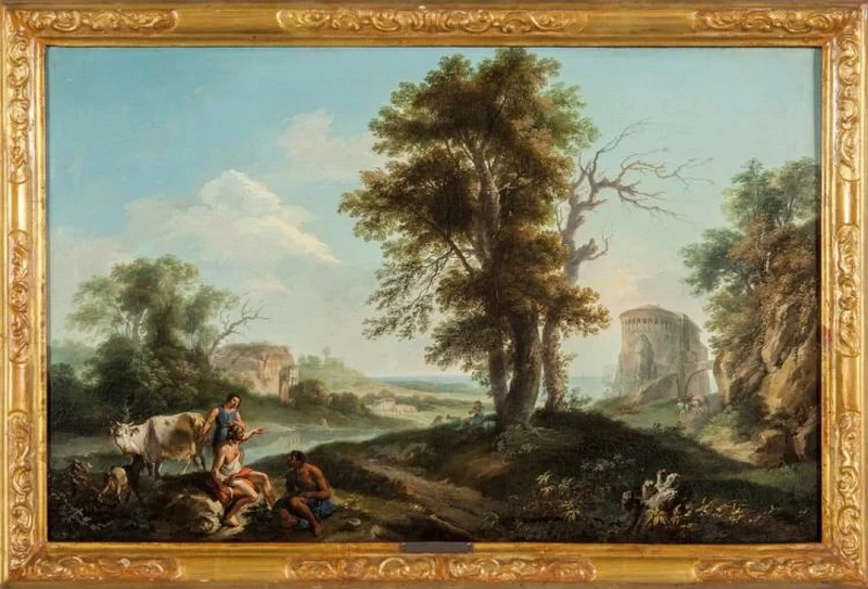 Paesaggio romano con figure
